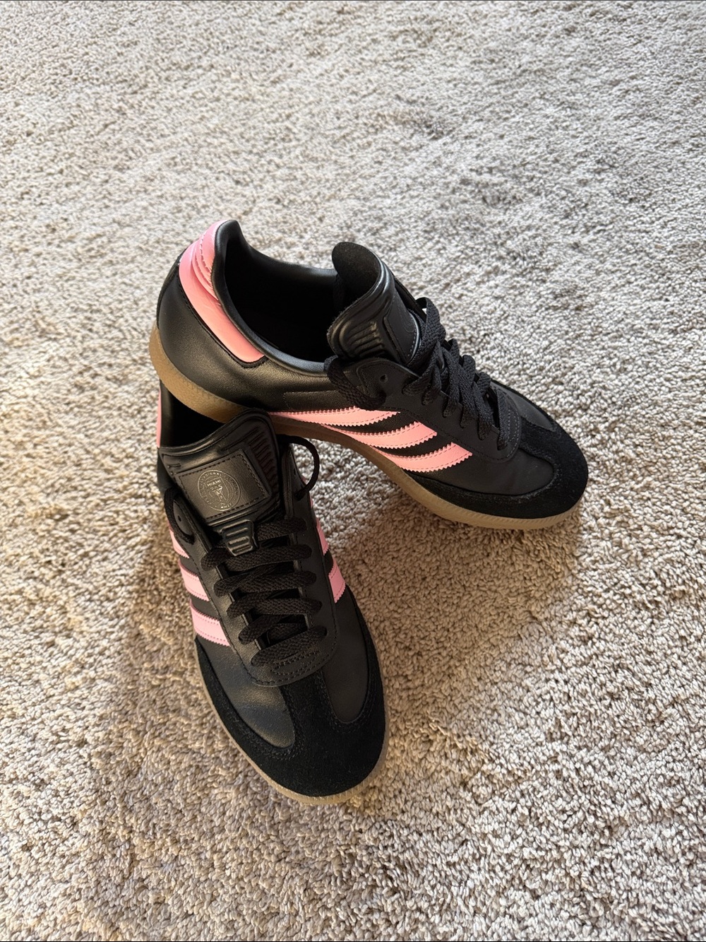 “Messi” adidas Black Sneakers with Pink Stripes
